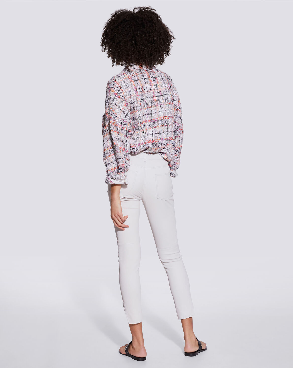 QUARTZ SKINNY SPLIT HEM LEATHER PANTS image number null