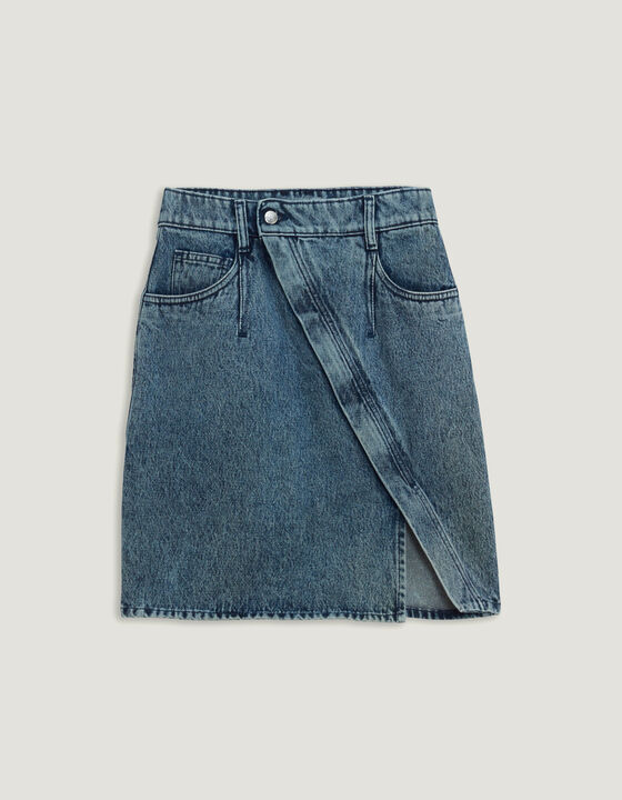 STRASSE ASYMMETRIC FRONT DENIM SKIRT