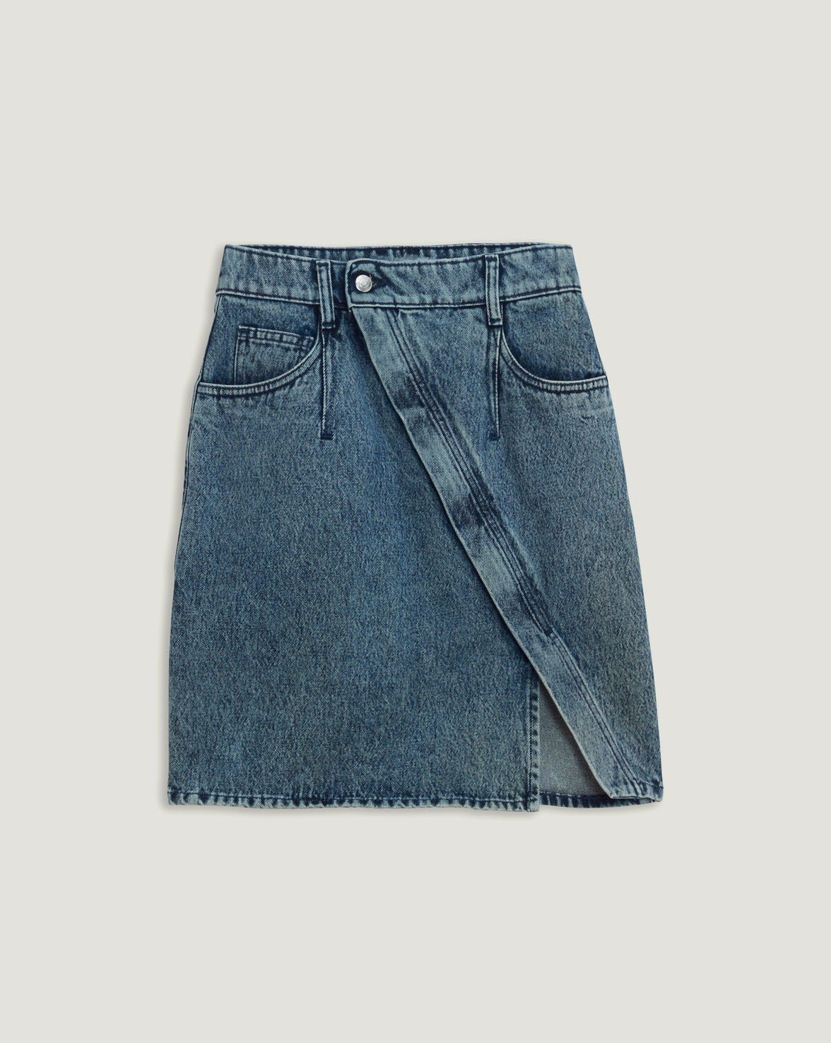 STRASSE ASYMMETRIC FRONT DENIM SKIRT image number null