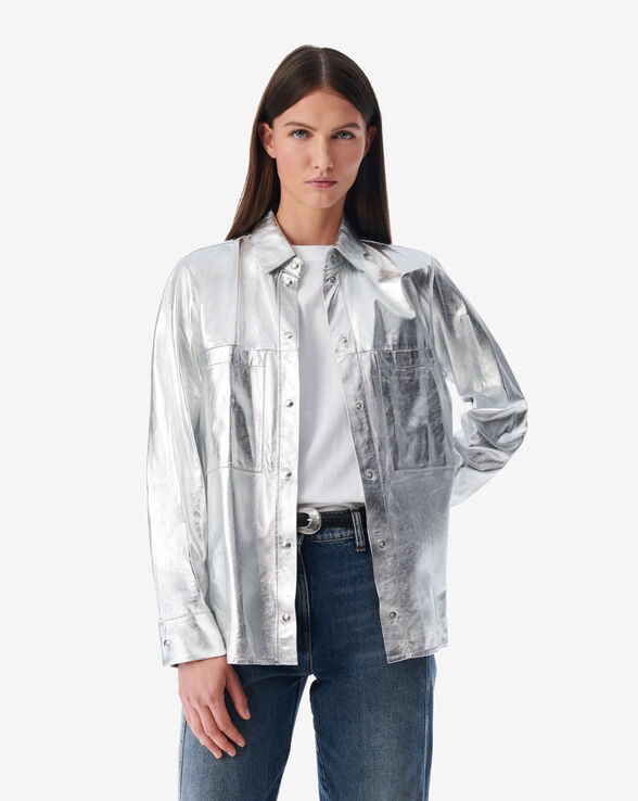 NAZIL SILVER LEATHER OVERSHIRT