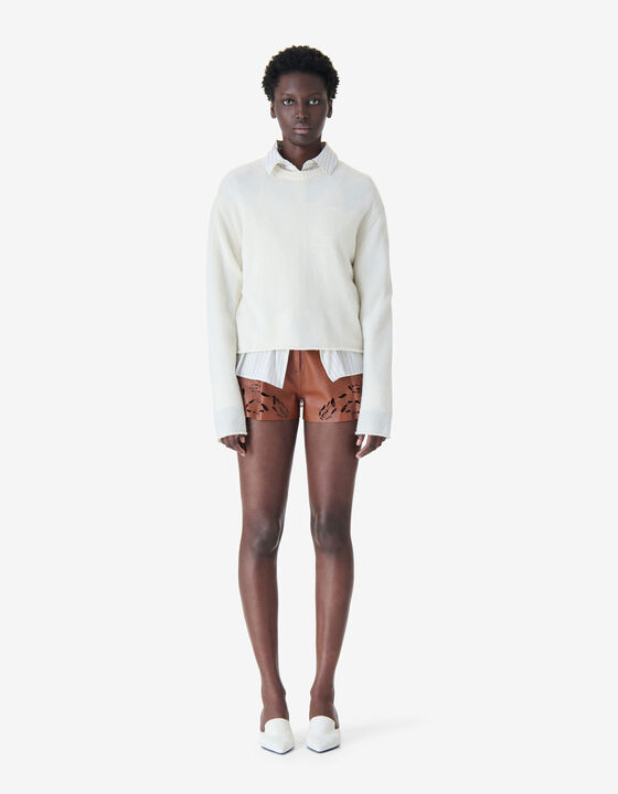 SHORT OPENWORK LEATHER SHORTS