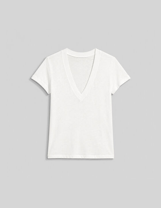 T-SHIRT EN LIN COL V