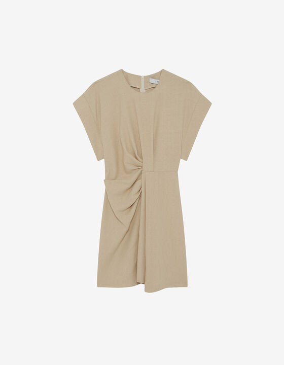 SHORT GATHERED ROUND-NECK DRESS