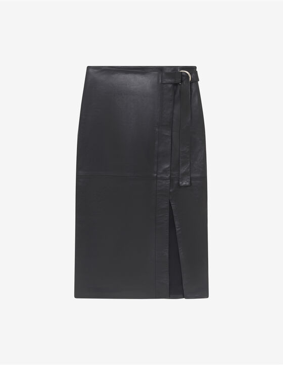 JUPE MIDI EN CUIR