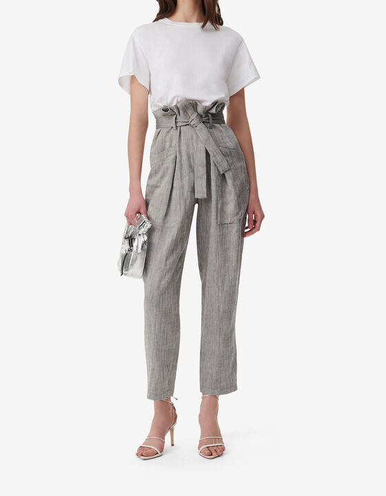 LINEN-BLEND CARROT PANTS