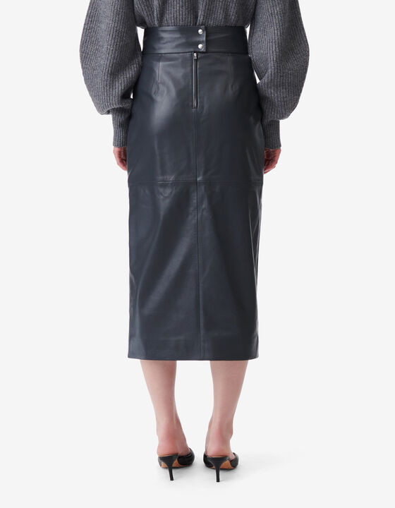 LEATHER MIDI SKIRT