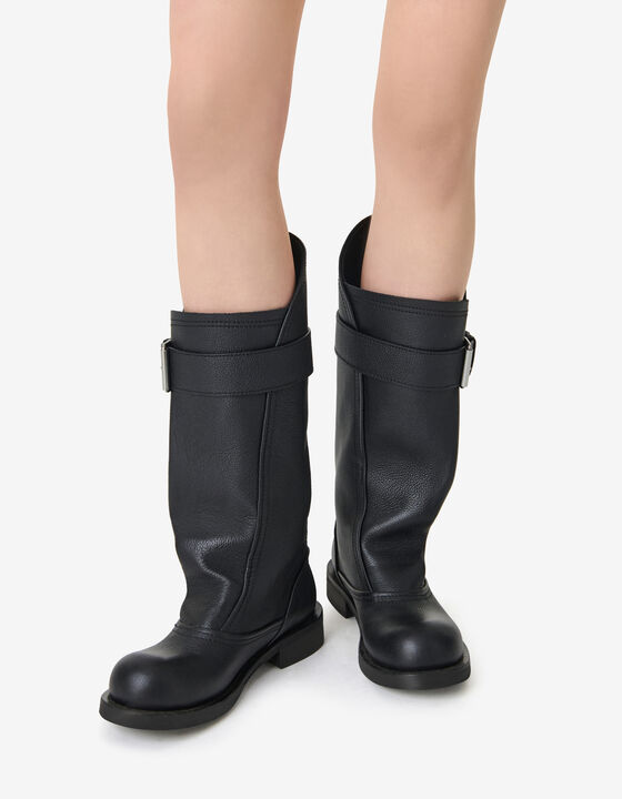 LEATHER BIKER BOOTS