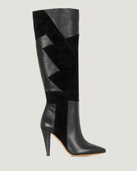 IRO - DARSON KNEE HIGH PATCHWORK LEATHER BOOTS BLACK