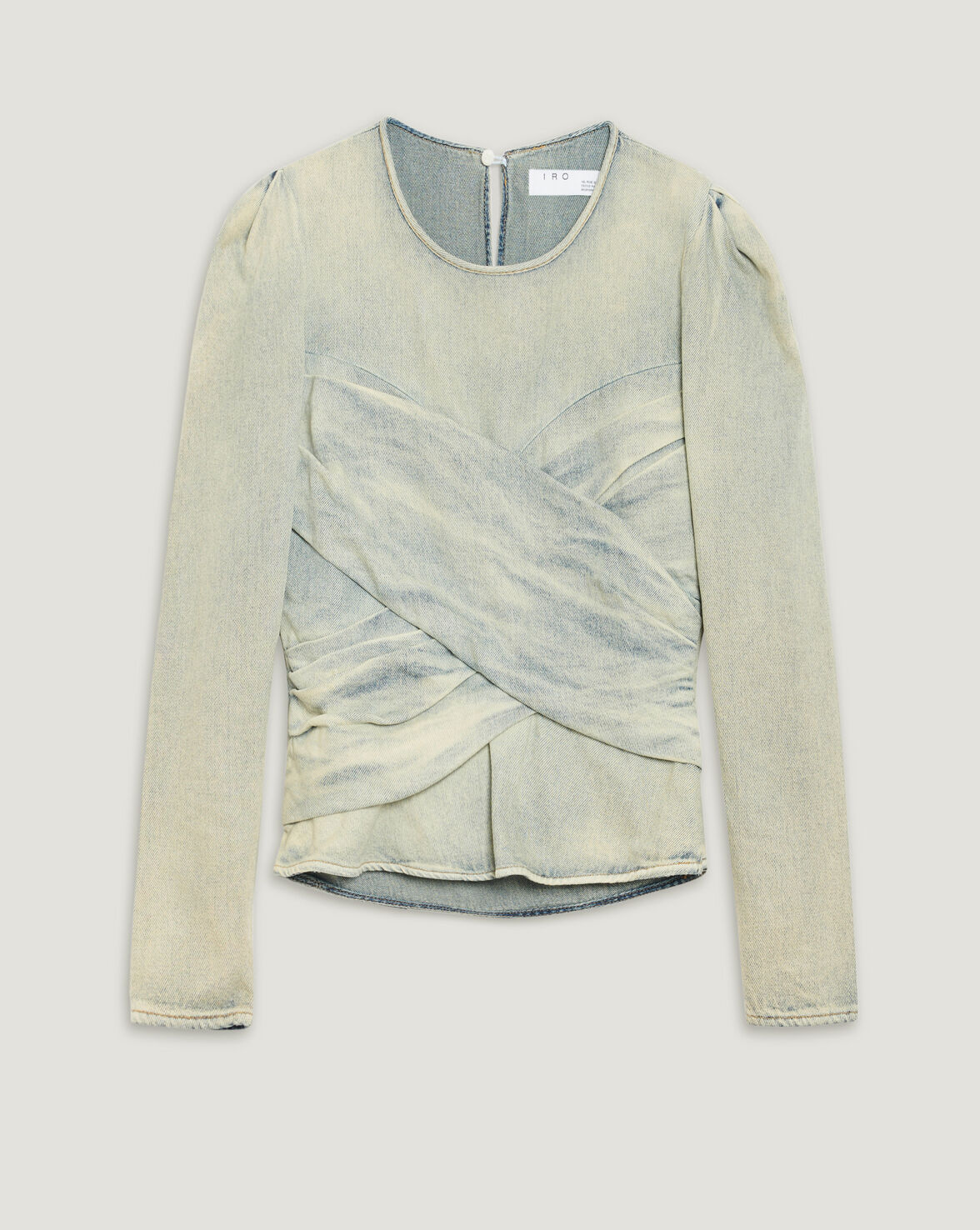 MARSON FADED DENIM PUFF SLEEVE TOP image number null