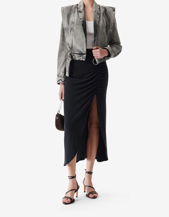 SLIT JERSEY MIDI SKIRT