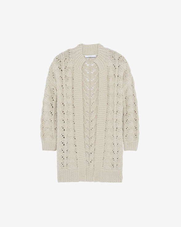 MIMITE LONG OPENWORK KNIT CARDIGAN