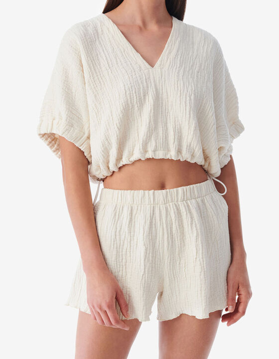 V-NECK JACQUARD CROP TOP