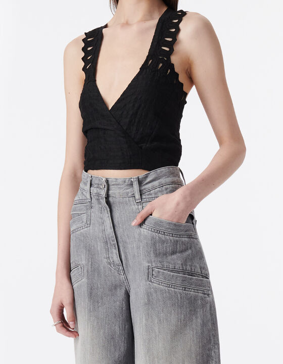 SHORT TOP WITH EMBROIDERY