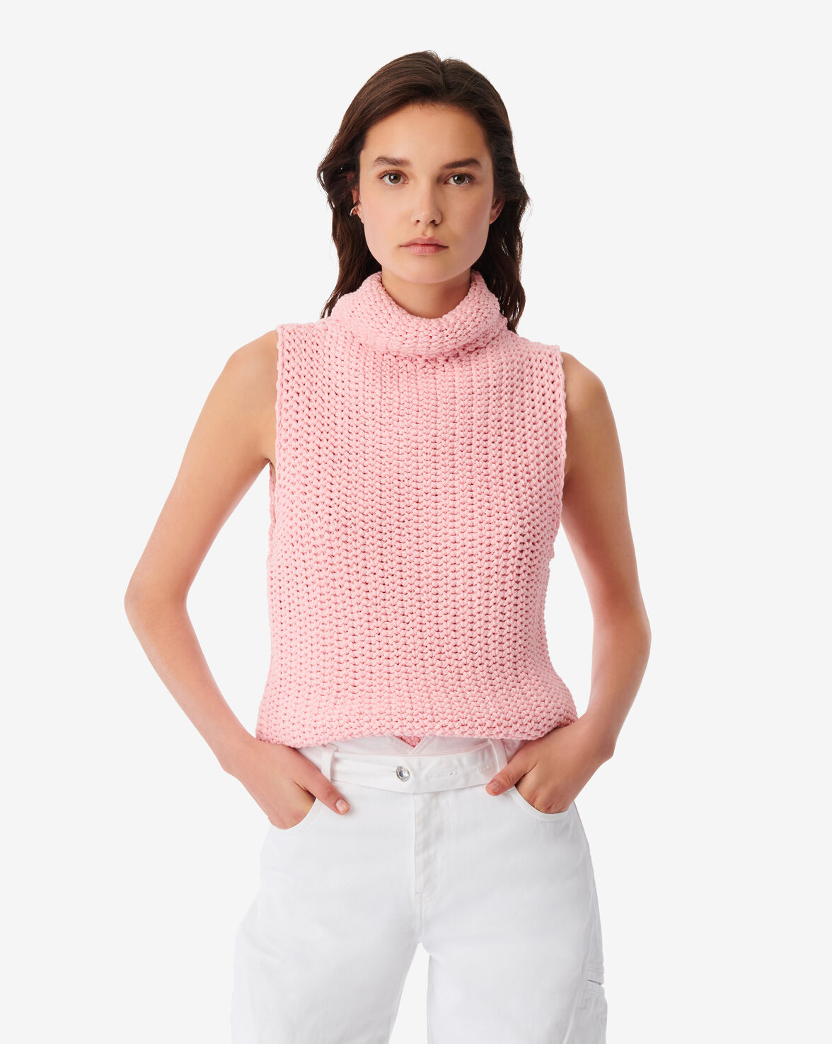 Iro Uliva Stand-up Collar Tank Top In Candy Pink