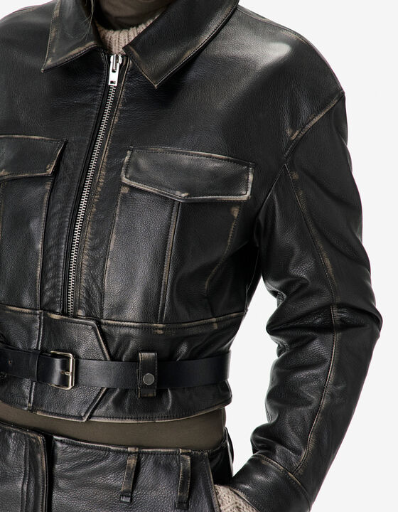 BELTED LEATHER JACKET
