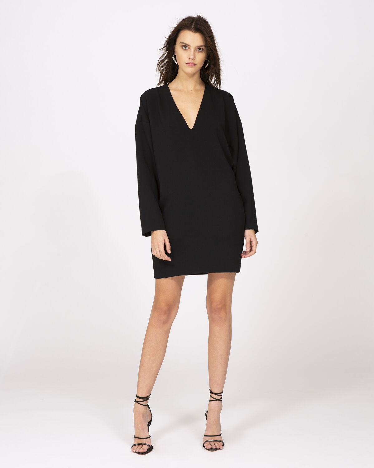 Photo of IRO Paris Supple Dress Black - This Long-sleeve Dress Is A Sure Thing. With Its Slit V-neck And Oversized Cut, It Will Make You Look Very Elegant. Combine It With A Pair Of Pumps For A Chic Look. Dresses