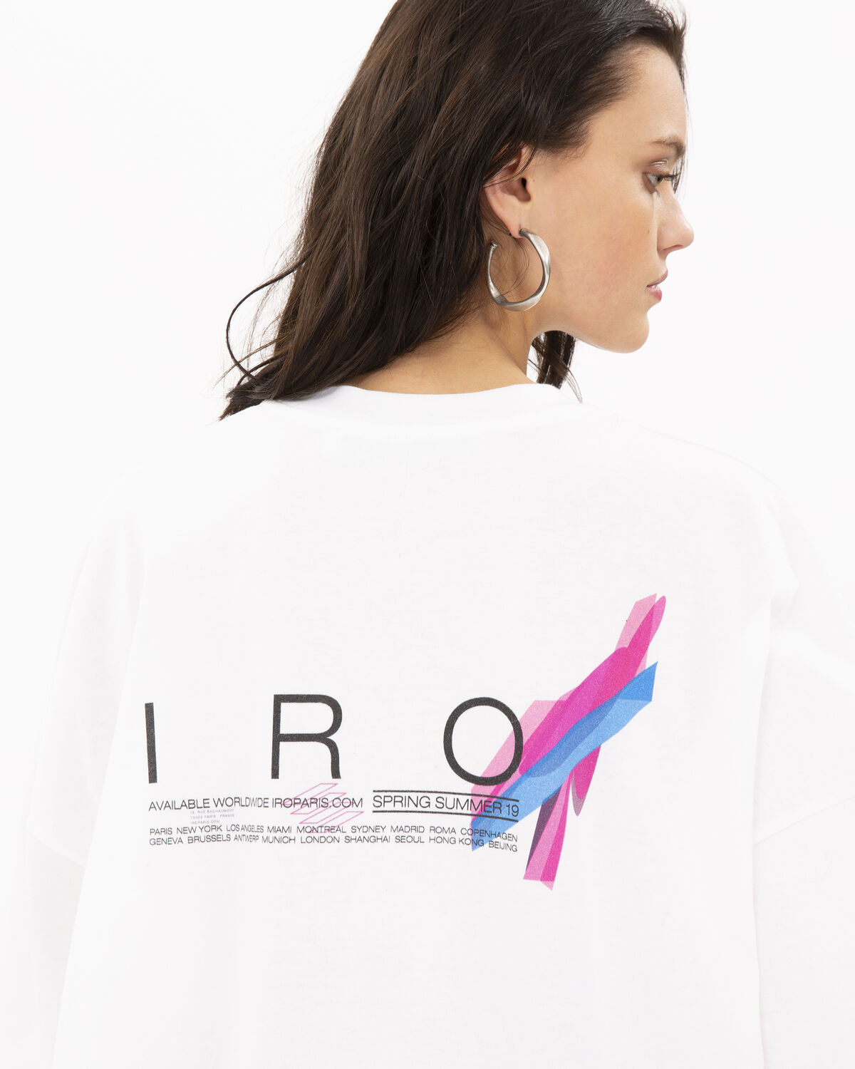 Photo of IRO Paris Acute Dress White - This T-shirt Dress With A Slightly Oversized Cut Is Distinguished By Its iro Silkscreen Print On The Back. Wear It With A Pair Of Sandals For An Offbeat, Urban And Modern Look. Dresses