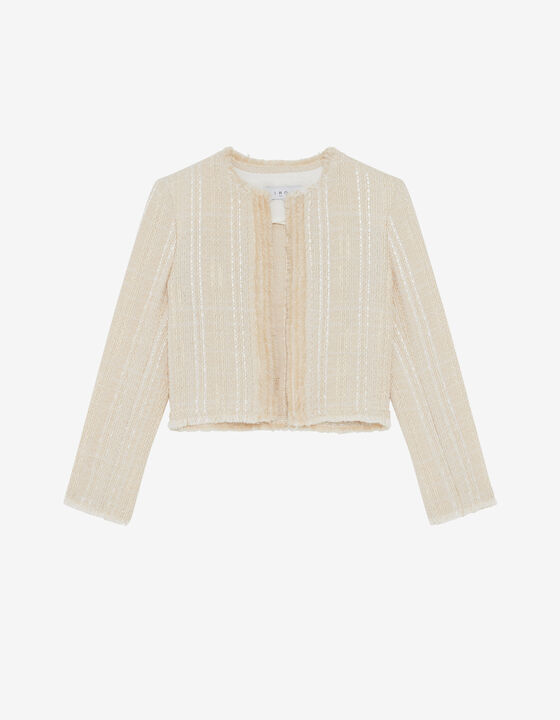 VESTE EN TWEED &Agrave; FRANGES
