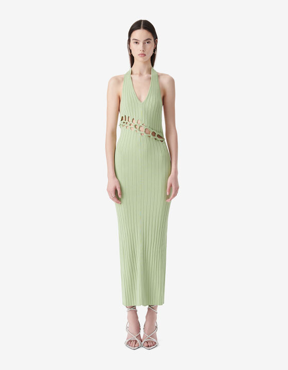 RIBBED HALTER DRESS