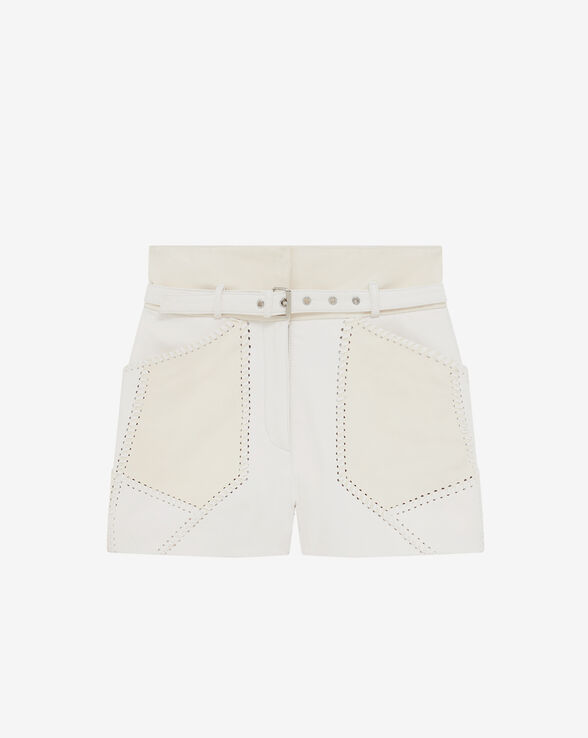NECATI BELTED LEATHER SHORTS