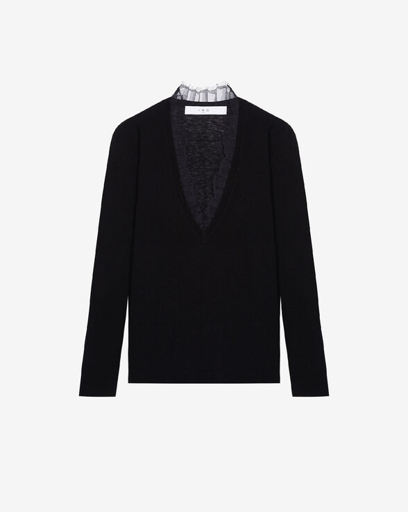 PULL COL V EN DENTELLE HABY