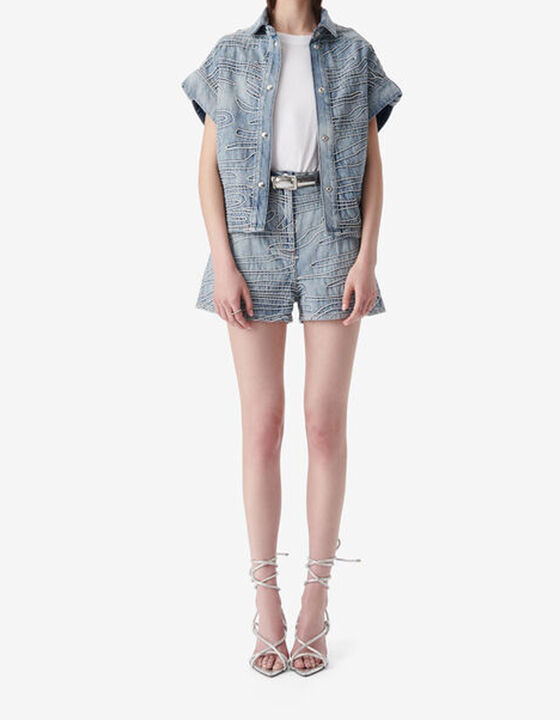 EMBROIDERED DENIM SHORTS