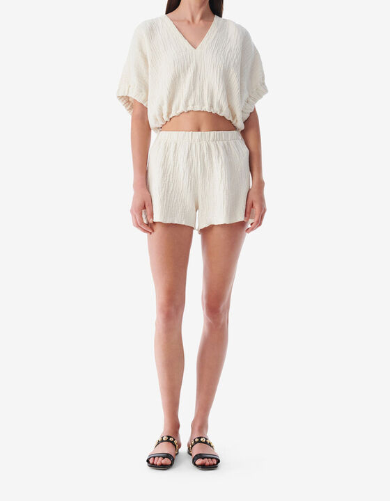 V-NECK JACQUARD CROP TOP