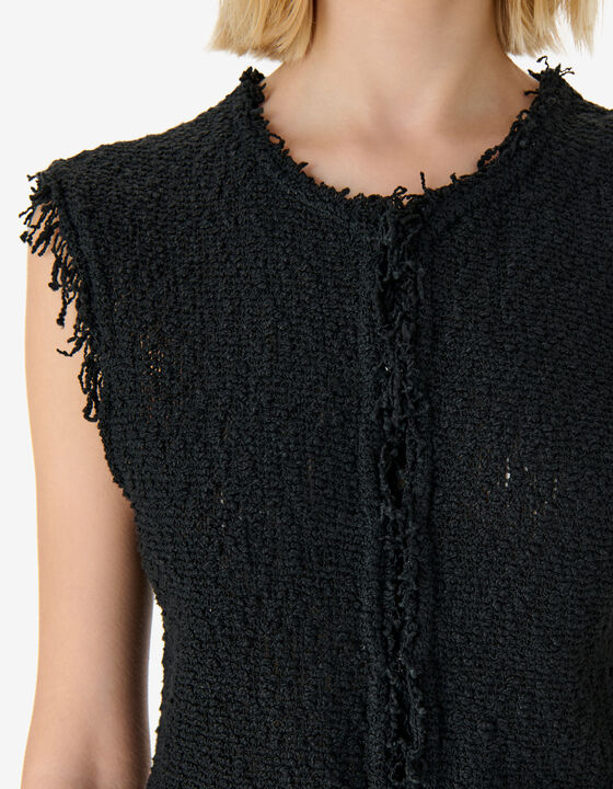 TEXTURED TWEED SLEEVELESS JACKET