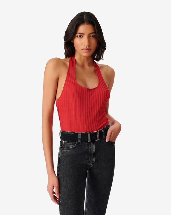 BANA RIBBED OPEN BACK CROP TOP