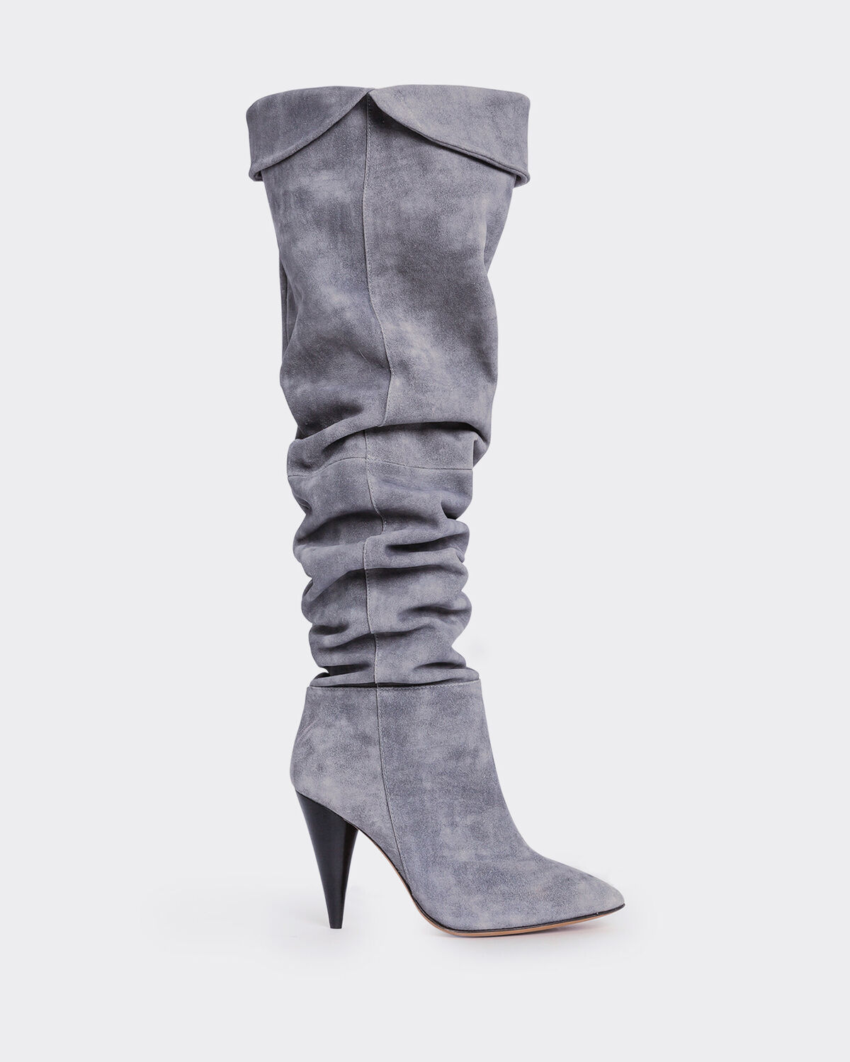 Photo of IRO Paris Groove Boots Grey - This Year Iro Plays With Volumes And Offers This Pair Of High Boots All In Pleated. They Are Distinguished By Their Funnel Heel And Reverse. Combine Them With A Fluid Dress For A Feminine Look. Fall Winter 19