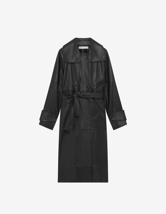 LONG LEATHER TRENCH COAT