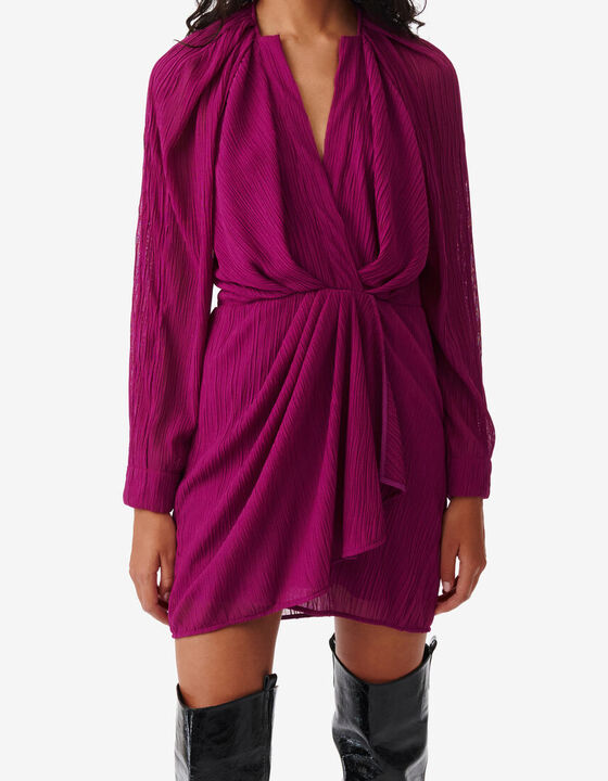 SHORT V-NECK DRESS WITH RUFFLES