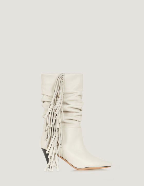 CRANKO LEATHER FRINGE SLOUCH BOOTS