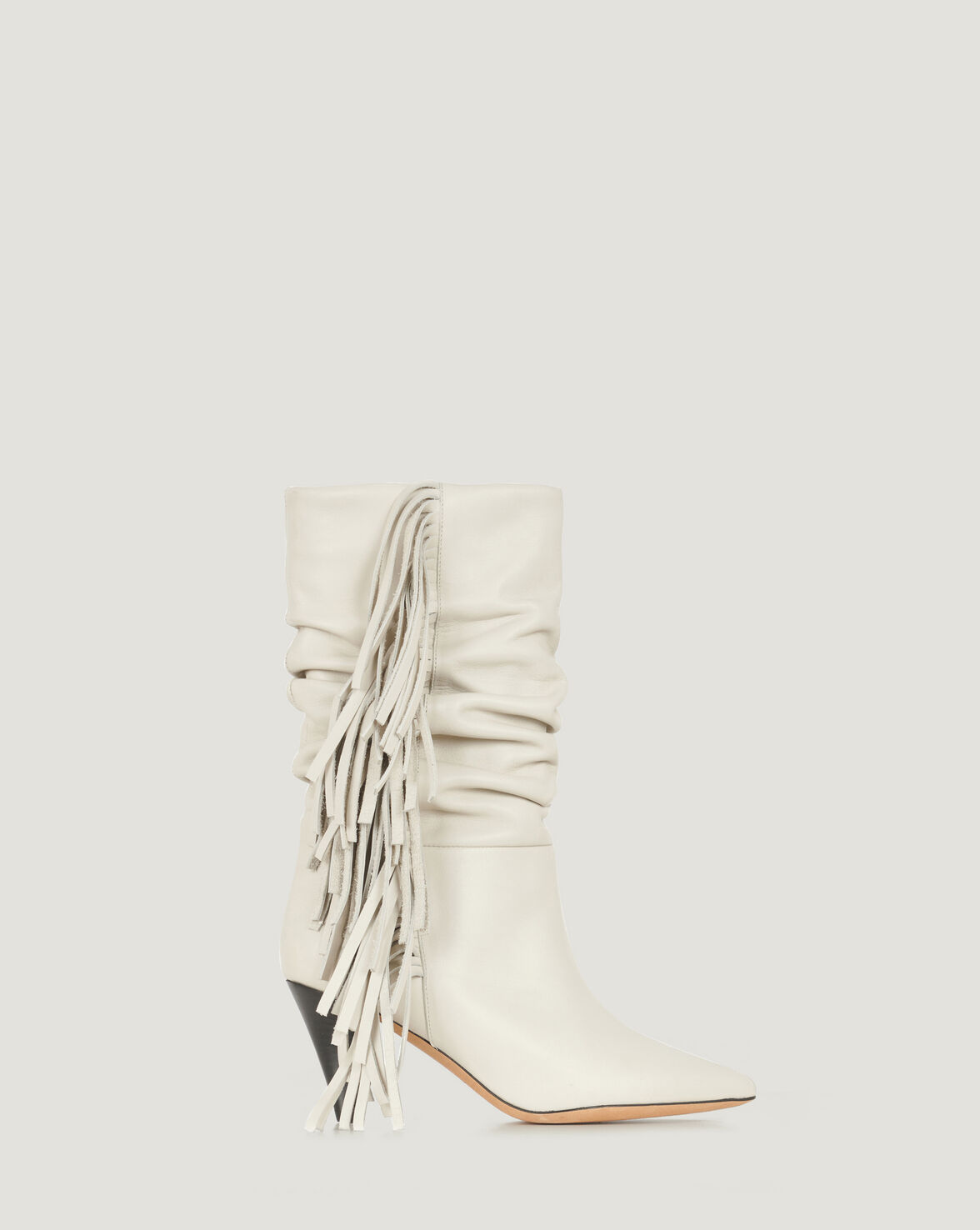 CRANKO LEATHER FRINGE SLOUCH BOOTS image number null