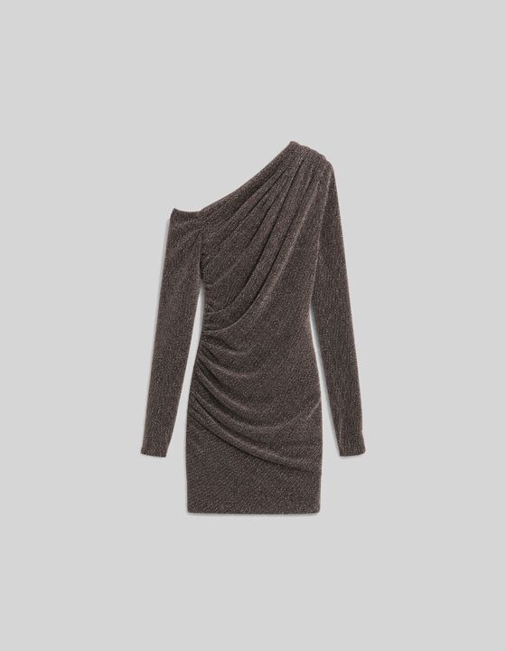 DRAPED DRESS WITH RHINESTONES