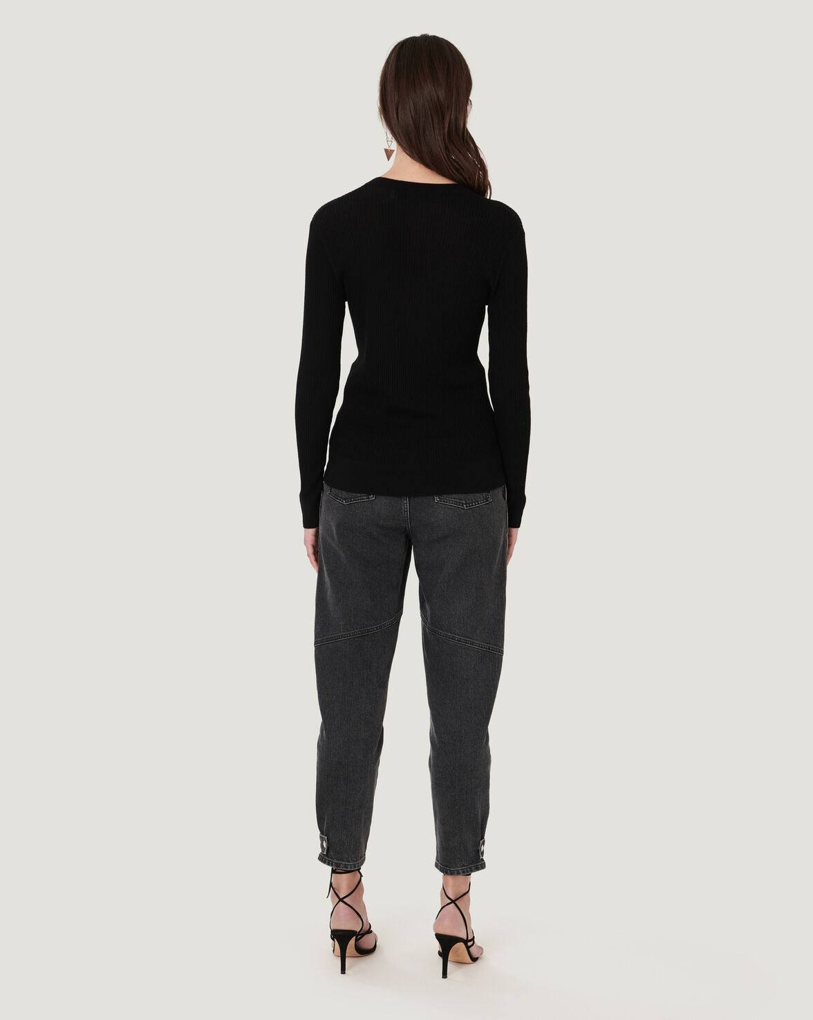 ELAKIS RIBBED V NECK SWEATER image number null