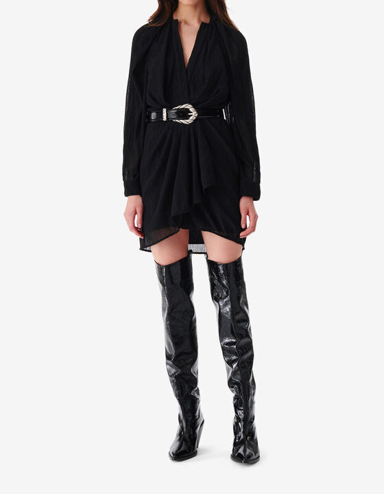 SHORT V-NECK DRESS WITH RUFFLES