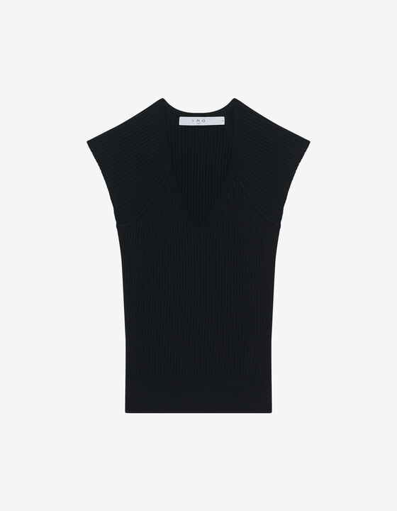 RIBBED SHORT-SLEEVED SWEATER