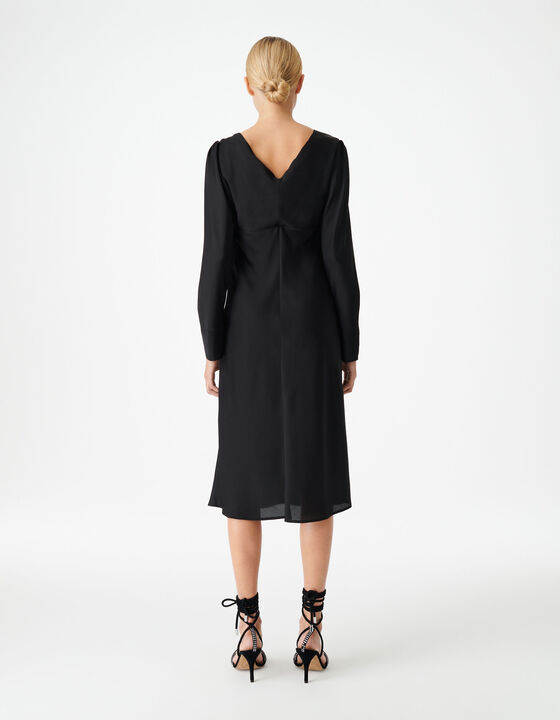 DRAPED V-NECK MIDI DRESS