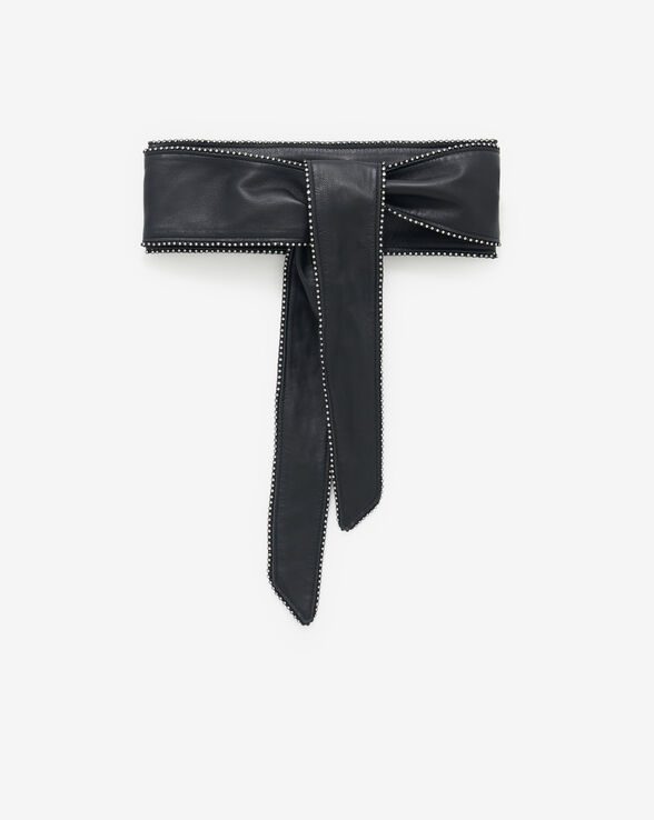 NERA CHAIN STRASS LEATHER BELT
