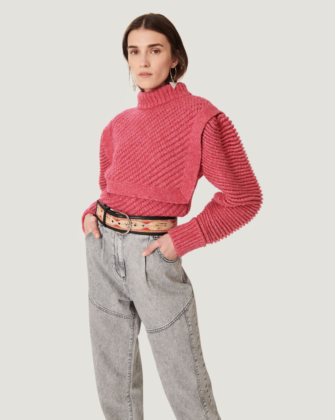 AOUNI WESTERN STITCHED LEATHER BELT image number null