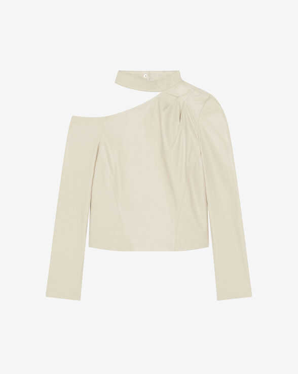 NENSI ASYMMETRIC LEATHER TOP