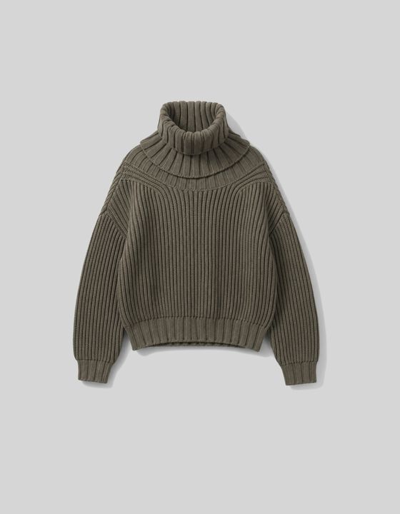 HIGH-NECK RIBBED SWEATER