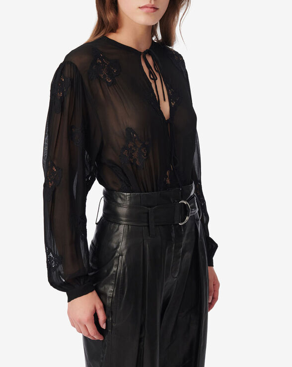 LALIA EMBROIDERED TOP WITH TIES