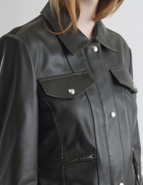 VESTE EN CUIR BI-MATI&Egrave;RE