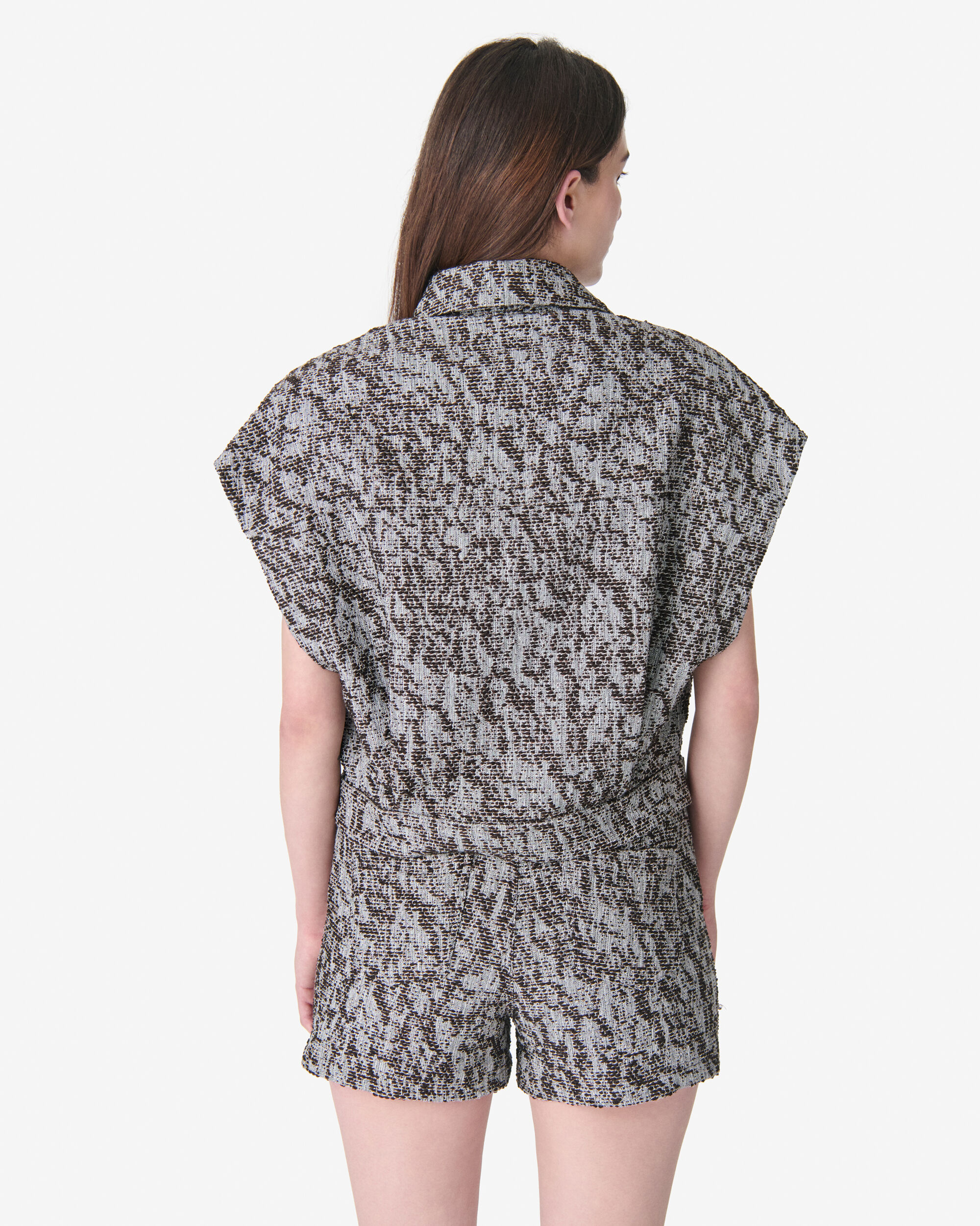 ESTEL women brown sleeveless tweed overshirt | IRO