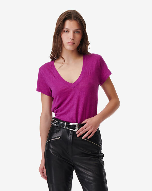 T-SHIRT EN LIN COL V RODEO