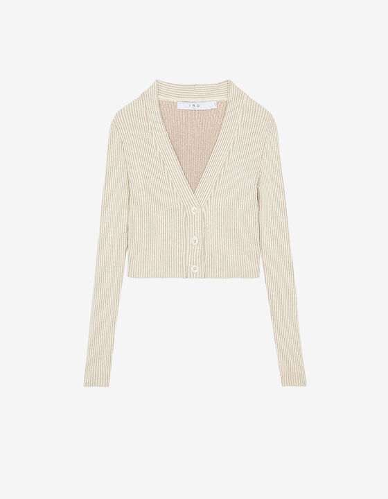 RIBBED V-NECK CARDIGAN