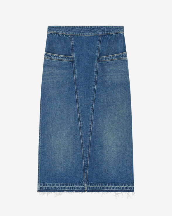 JUPE MIDI EN JEAN DÉLAVÉ LAMY