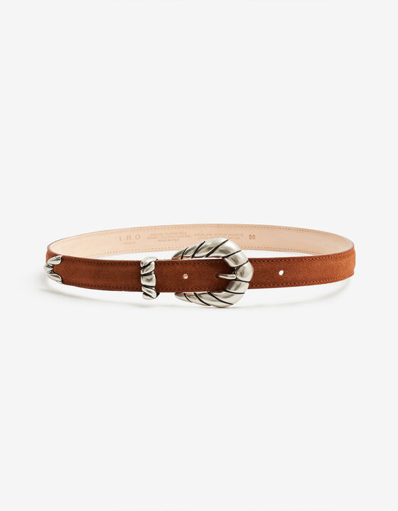 BABY SUEDE BELT WITH SCULPTED BUCKLE